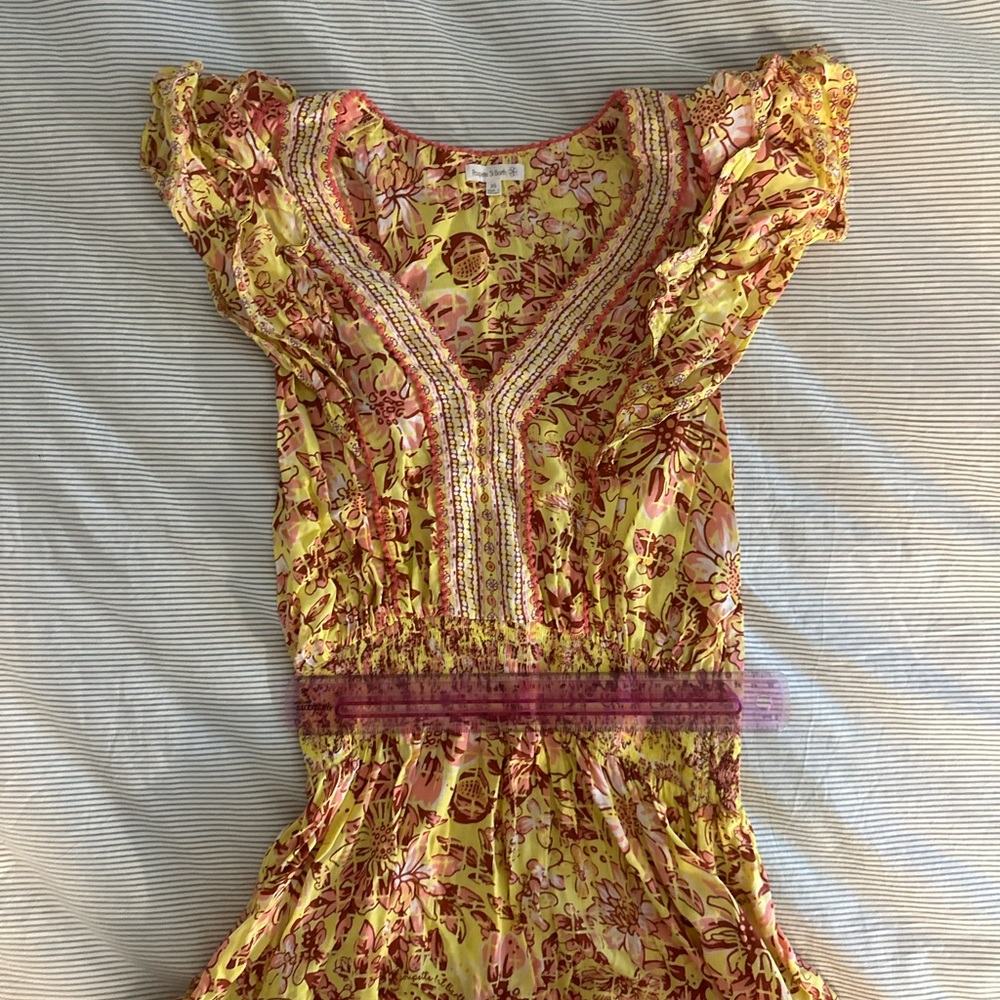 Poupette St. Barth Yellow and Pink Floral Mini Dress - Picture 2 of 5
